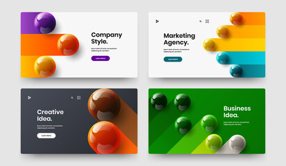 Isolated leaflet vector design template collection. Fresh 3D balls pamphlet illustration composition.