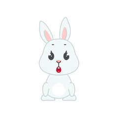 Fototapeta na wymiar Cute surprised bunny. Flat cartoon illustration of a funny little astonished rabbit isolated on a white background. Vector 10 EPS.
