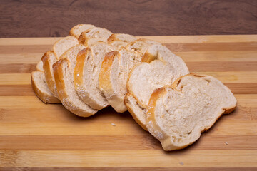 slices of bread on board