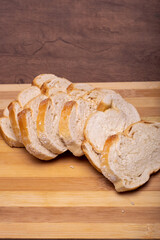 slices of bread on board