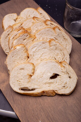 slices of bread on board