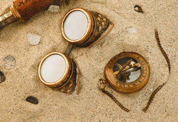 Steampunk items found in the desert buried in the sand