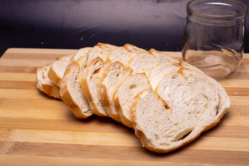 slices of bread on board