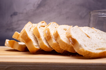 slices of bread on board