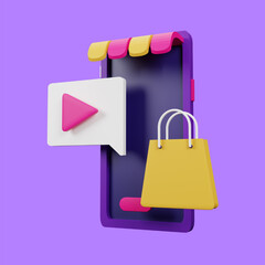 Mobile Shop 3D Icon Illustration for your website, user interface, and presentation. 3D render Illustration.