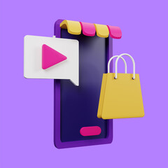 Mobile Shop 3D Icon Illustration for your website, user interface, and presentation. 3D render Illustration.