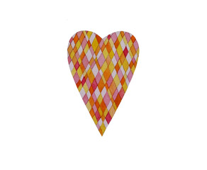 Decorative heart with geometric pattern. Watercolor.