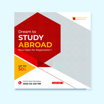 Modern study abroad social media post design template