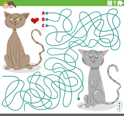 maze game with cartoon cat in love