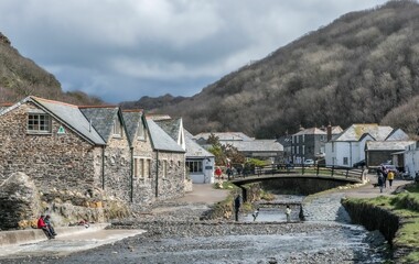 Scenic view of Boscastle, a village and fishing port on the north coast of Cornwall, England