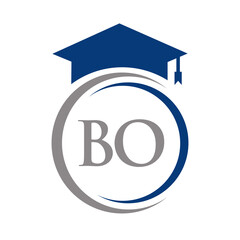 Letter BO Education Logo Concept With Educational Graduation Hat Vector Template