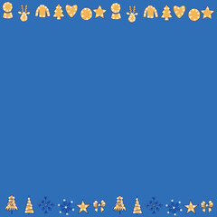 gingerbread,christmas gingerbread,man,magic ball,christmas tree,snowflakes,deer,heart,frame, frame, illustration, vector, postcard, christmas, design, decoration, holiday, art, yellow, celebration,flo