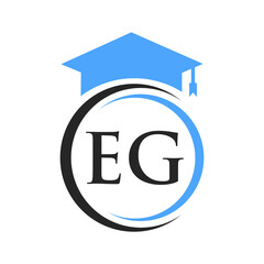 Letter EG Education Logo Concept With Educational Graduation Hat Vector Template