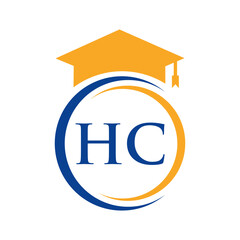 Letter HC Education Logo Concept With Educational Graduation Hat Vector Template