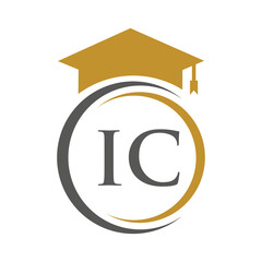 Letter IC Education Logo Concept With Educational Graduation Hat Vector Template