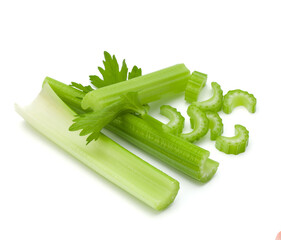 Celery stalk bunch isolated om white background cut out..