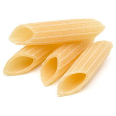 Italian pasta isolated over white background. Pennoni. Penne rigate..