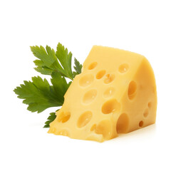 Cheese block isolated over white background cutout.