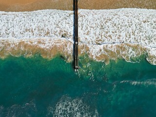 Drone footage of the Manly Beach stormwater pipes, Australia.