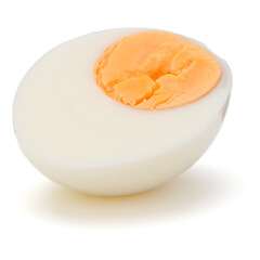 One boiled egg half isolated on white background cutout