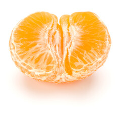 Peeled tangerine or mandarin fruit half  .