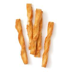 bread sticks with cheese isolated on a white background close up, top view - 518662952