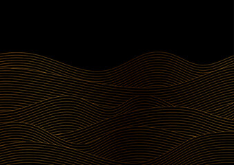 Golden wavy lines abstract minimal elegant vector background