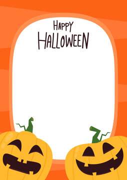 Halloween frame. Abstract Halloween Greeting Card Template with Free Text Space- Frame Silhouette. Trick or treat design with cute pumpkin.