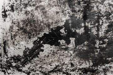 Black and white old grunge scratched metal surface steel background damaged outdated texture obsolete shabby