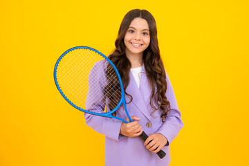 Female tennis player holding a tennis racket. Studio shot.