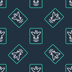 Line Passport with biometric data icon isolated seamless pattern on black background. Identification Document. Vector