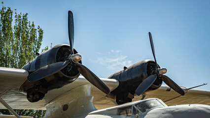 Fototapeta na wymiar 2 propellers of a an old plane