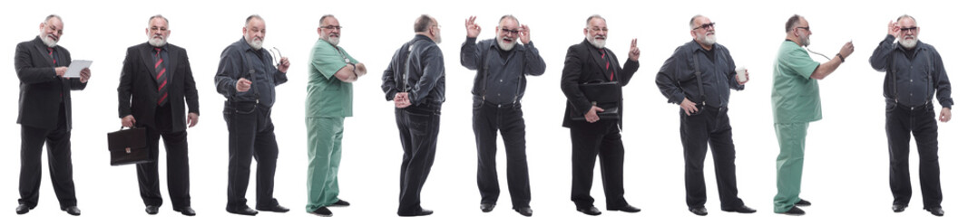 collage of a man in full growth displaying many professions and position