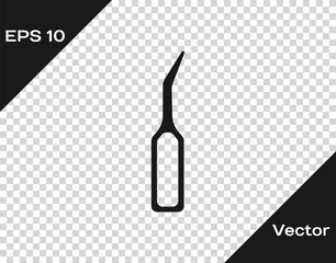 Black Dental explorer scaler for teeth icon isolated on transparent background. Vector