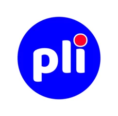 Foto op Plexiglas Company or a brand logo of the abbreviation PLI on a blue circle © Wirestock Creators