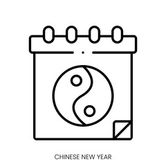 chinese new year icon. Linear style sign isolated on white background. Vector illustration