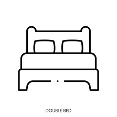 double bed icon. Linear style sign isolated on white background. Vector illustration