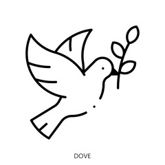 dove icon. Linear style sign isolated on white background. Vector illustration