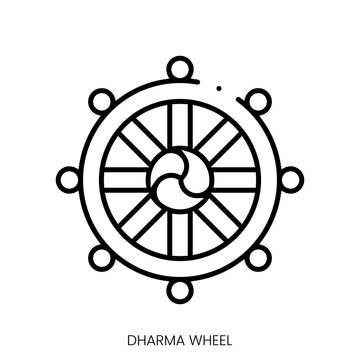 dharma wheel icon. Linear style sign isolated on white background. Vector illustration