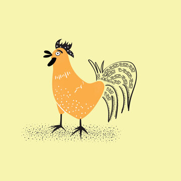 Hahn Comic modern gezeichnet Huhn Henne Tier Bauernhof