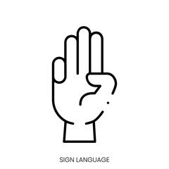 sign language icon. Linear style sign isolated on white background. Vector illustration