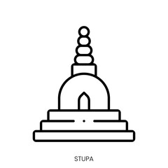 stupa icon. Linear style sign isolated on white background. Vector illustration - obrazy, fototapety, plakaty