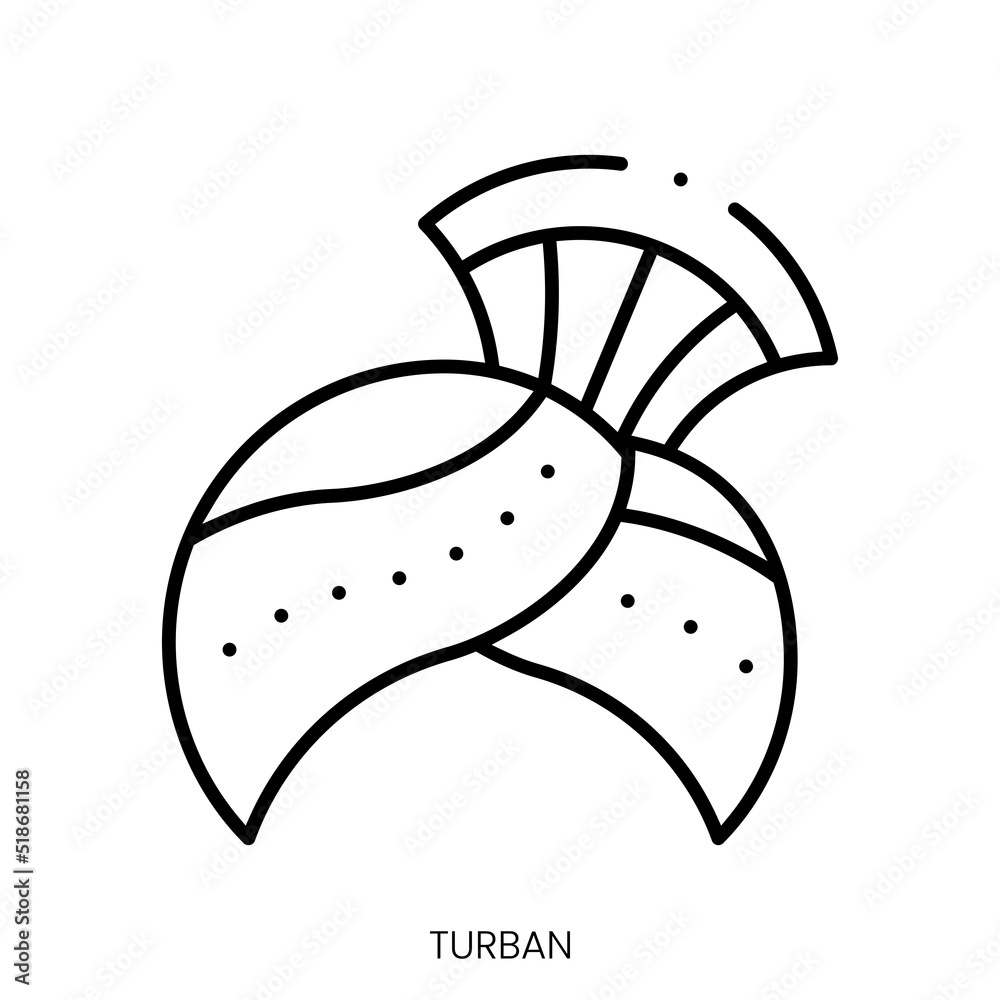 Wall mural turban icon. linear style sign isolated on white background. vector illustration