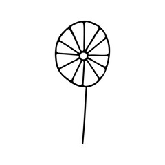 Hand drawn herbal, floral clipart. One line doodle vector