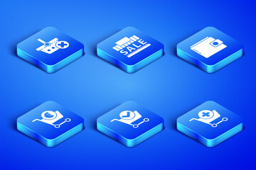 Set Add to Shopping cart, Remove shopping basket, with check mark, and euro, building sale and Wallet icon. Vector