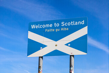 Welcome to Scotland border sign on A1