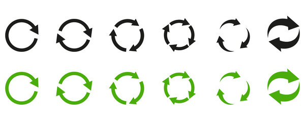 Set of circle arrow vector icons.  Recycle Recycling symbol. Vector illustration eps10