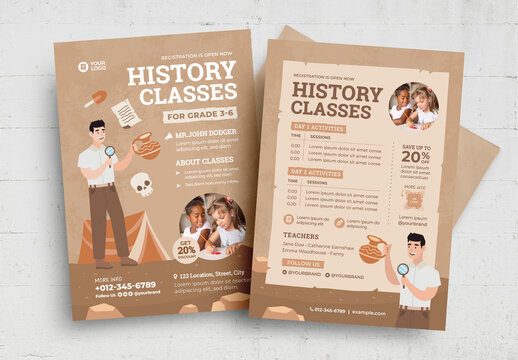 History Class Archaeology School Education Flyer Poster