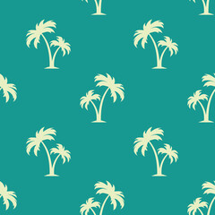 Green seamless pattern with palm trees. Vector illustration