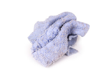 rag color blue isolated on white background dirty old cloth